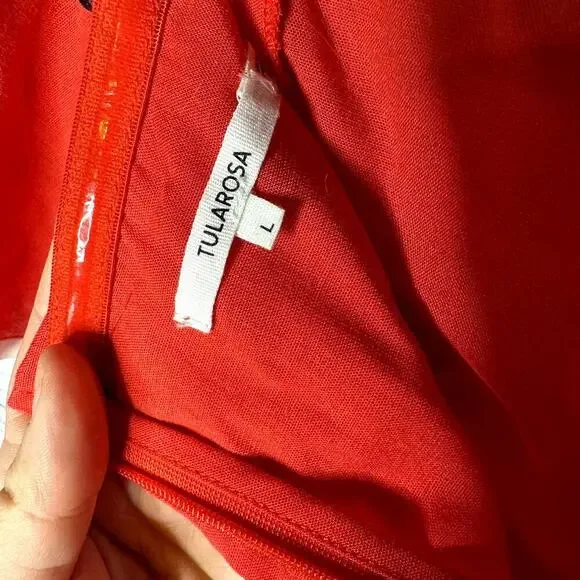 Tularosa Carrie Romper Bright Red Shorts Ruffle Strapless Lg - Picture 5 of 5